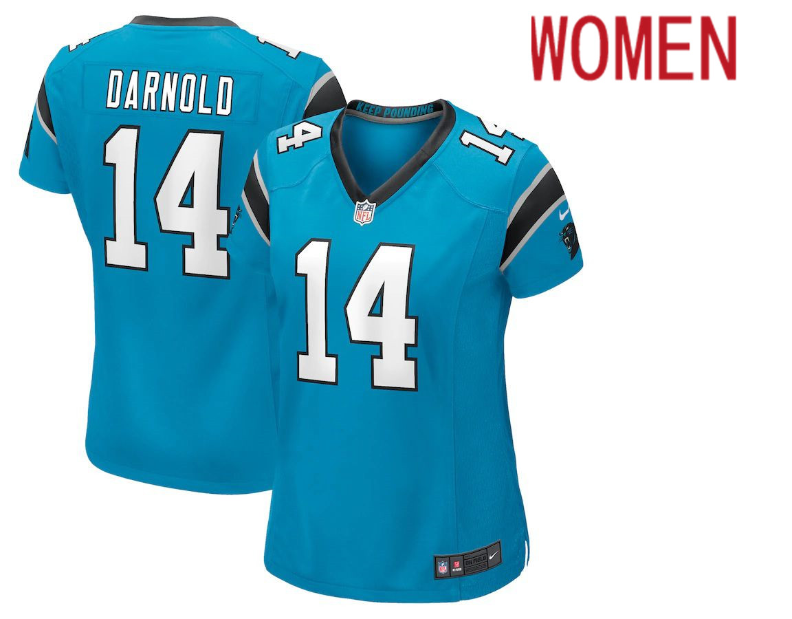 Women Carolina Panthers #14 Sam Darnold Nike Blue Game Player NFL Jersey